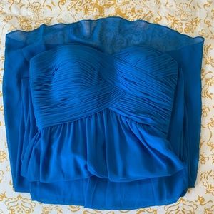 Faviana Women’s Dress Strapless Long Sweetheart Chiffon Gown Blue Prom Formal